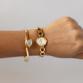 Vintage Seiko Round Open Hearts Gold Watch