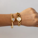 Vintage Seiko Round Open Hearts Gold Watch