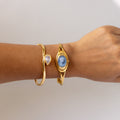 Vintage Stone Cameo Victorian Locket Gold Watch