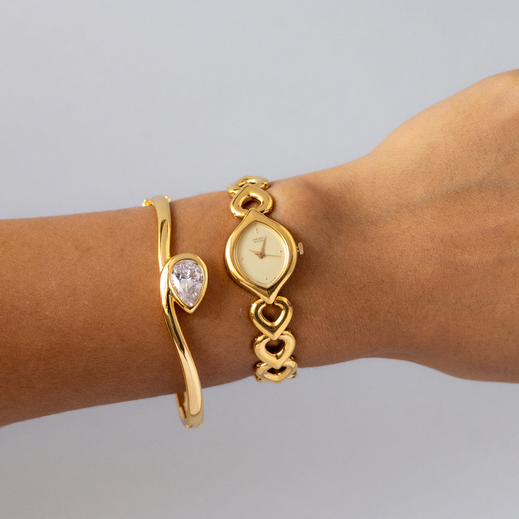 Vintage Seiko Marquise Hearts Gold Watch