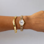 Vintage Sybilla Oval Beaded Gold Watch