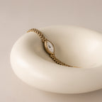 Vintage Sybilla Oval Beaded Gold Watch