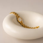 Vintage Mila Schön Round Beaded Link Gold Watch