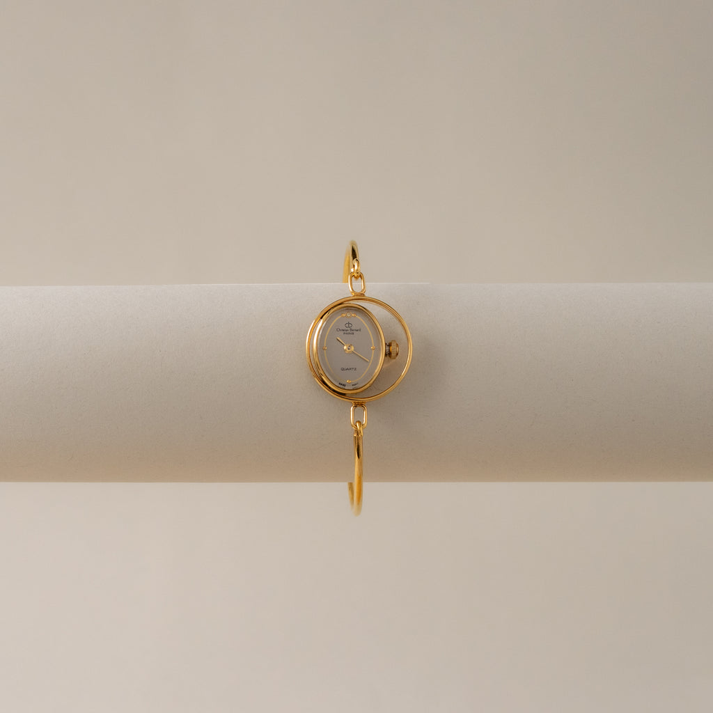 Vintage Vintage Christian Bernard Floating Oval Cuff Gold Watch