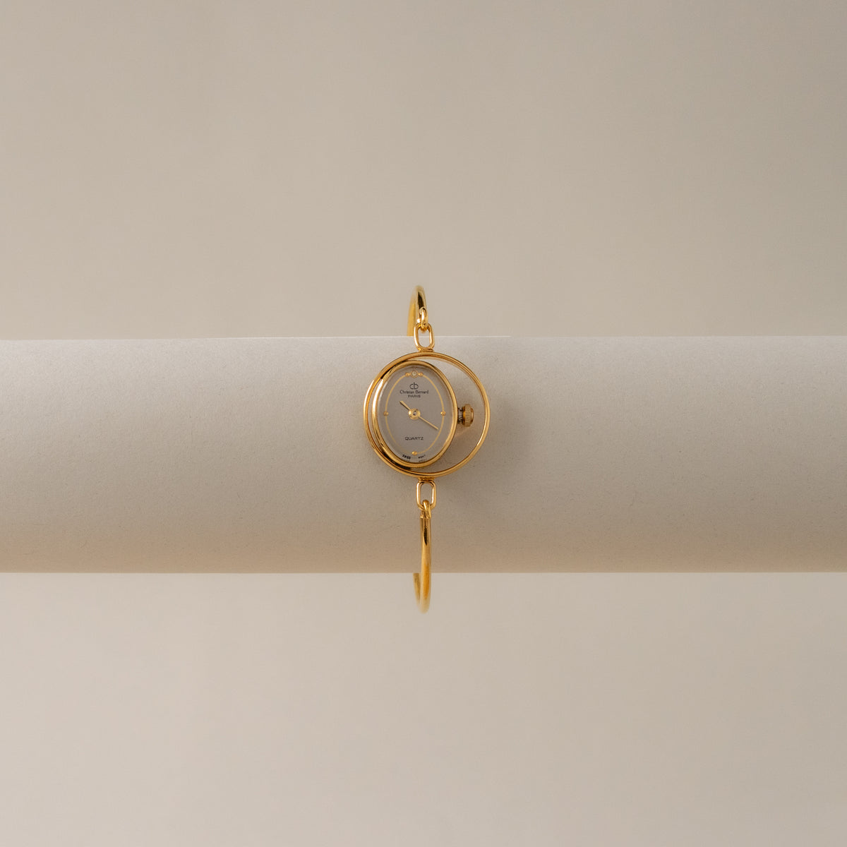 Vintage Vintage Christian Bernard Floating Oval Cuff Gold Watch