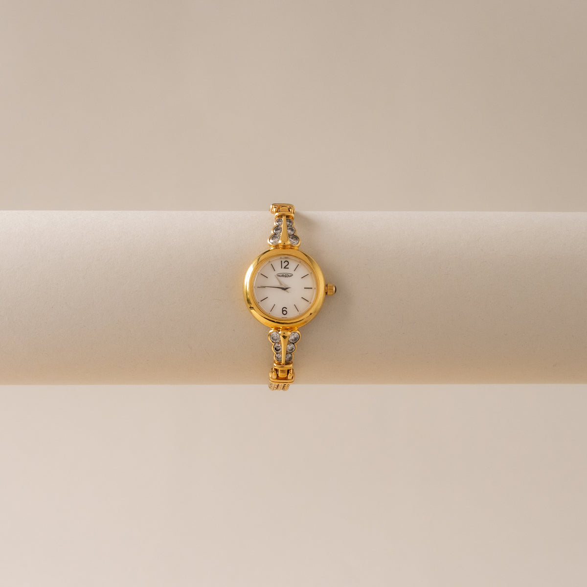 Vintage Aureole Round Diamond Gold Watch