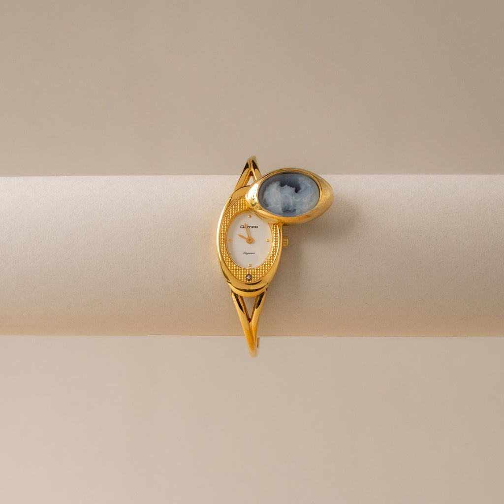 Vintage Stone Cameo Victorian Locket Gold Watch