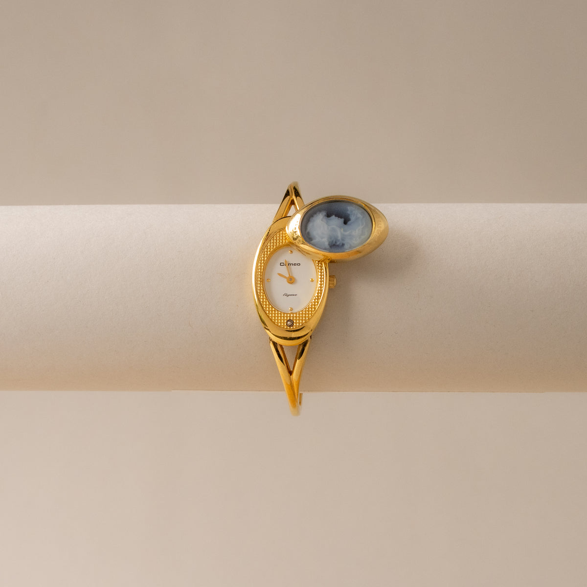 Vintage Stone Cameo Victorian Locket Gold Watch