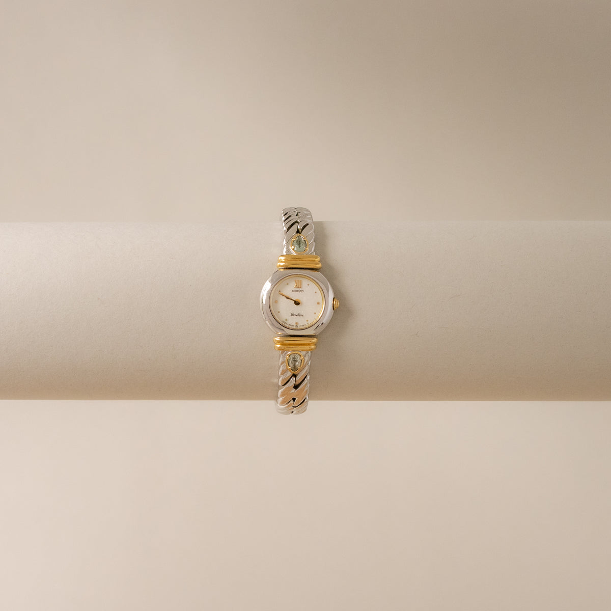 Vintage Seiko Aquamarine Teardrop Two Tone Watch