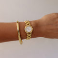 Vintage Mila Schön Round Beaded Link Gold Watch