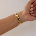 Vintage Mila Schön Round Beaded Link Gold Watch