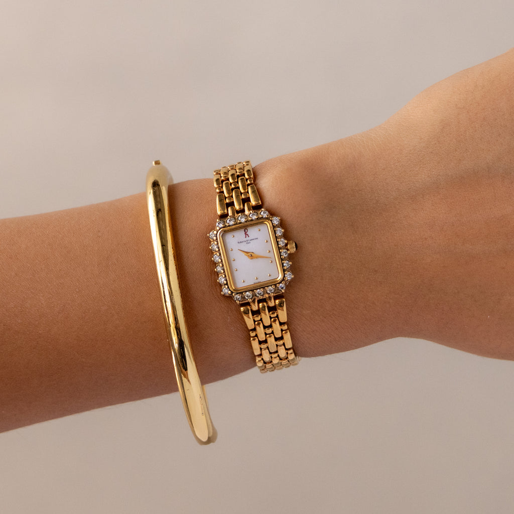Vintage Roberta Di Camerino Diamond Rectangular Gold Watch