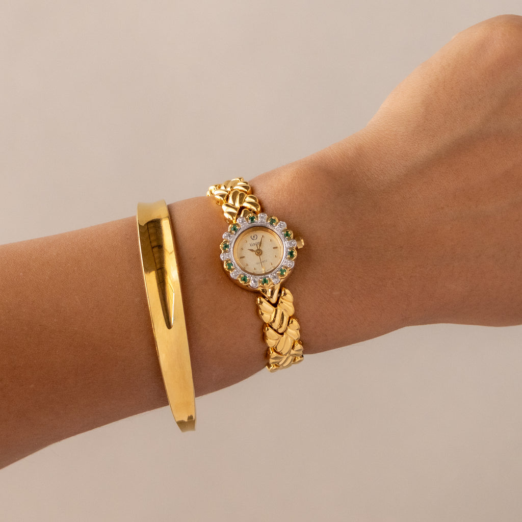 Vintage Klaeuse Swiss Pave Crown Gold Watch