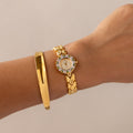 Vintage Klaeuse Swiss Pave Crown Gold Watch