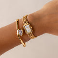 Vintage Seiko Rectangular Diamond Gold Watch