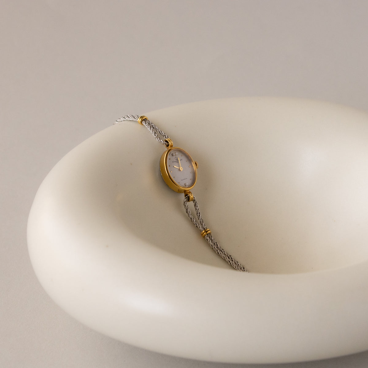 Vintage Christian Bernard Oval Rope Two Tone Watch