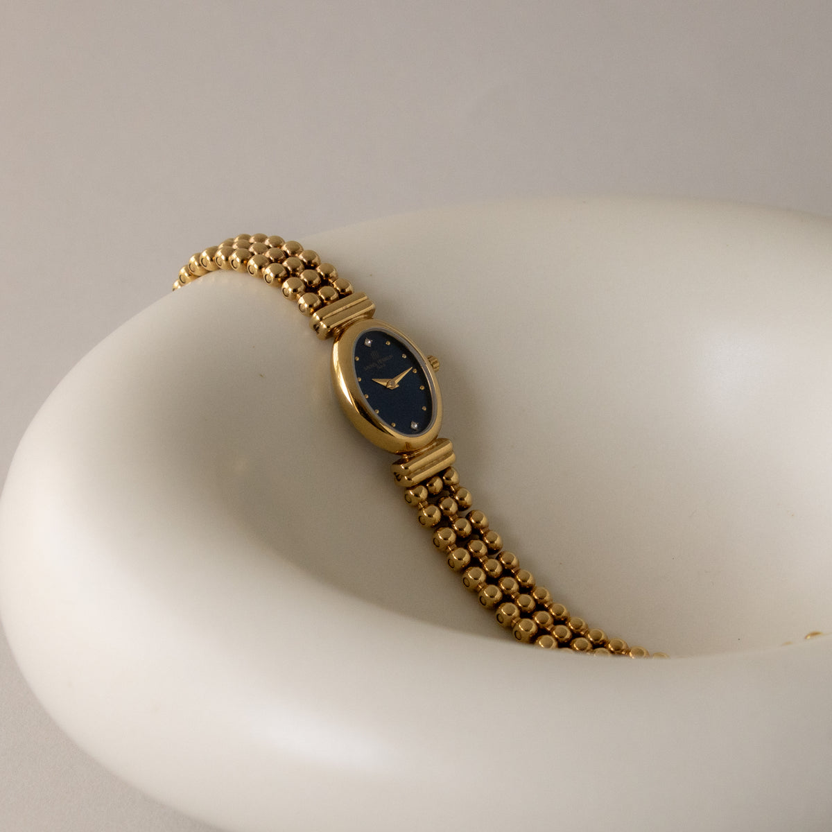 Vintage Michel Herbellin Midnight Oval Gold Watch