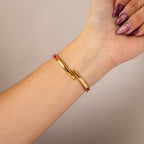 Vintage J-Axis Red Floral Locket Cuff Gold Watch