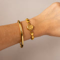 Vintage Seiko Dainty Ruby Beaded Gold Watch