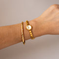 Vintage Seiko Tissé Dainty Square Link Gold Watch
