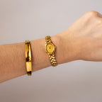 Vintage Rolens Oval Pave Gold Watch