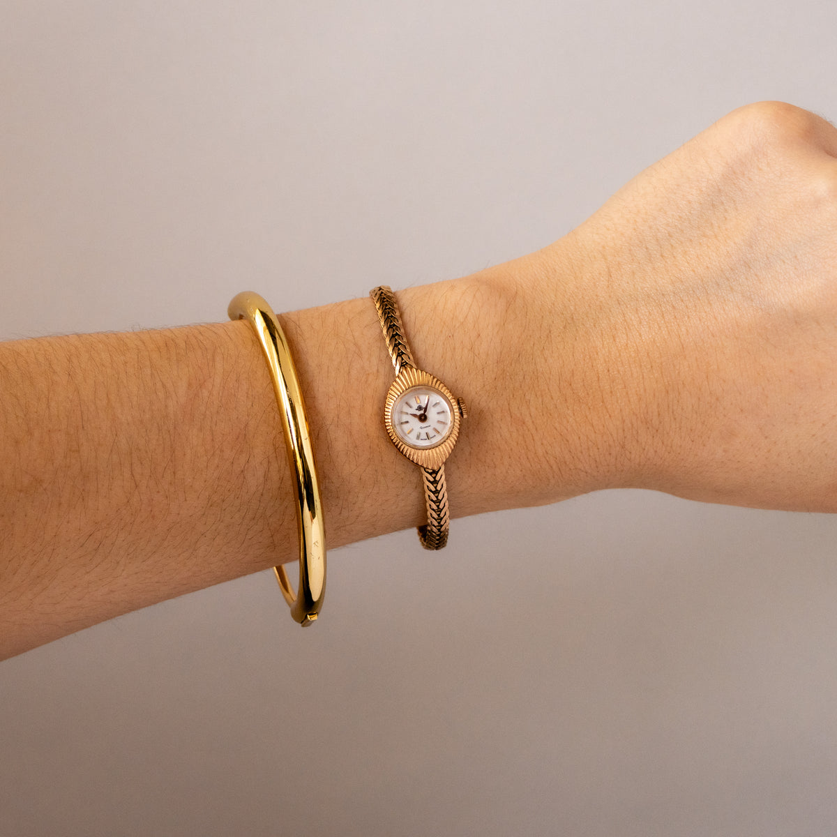 Vintage Rosemont Sunburst Round Gold Watch