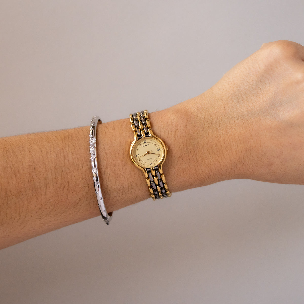 Vintage Seiko Creo Black & Gold Watch