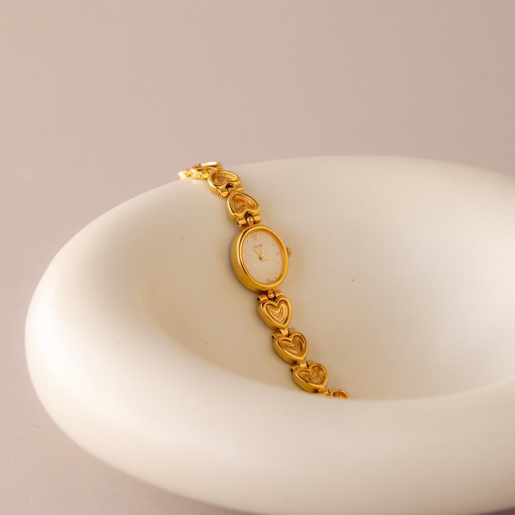 Vintage Orient Oval Heart Chainlink Gold Watch