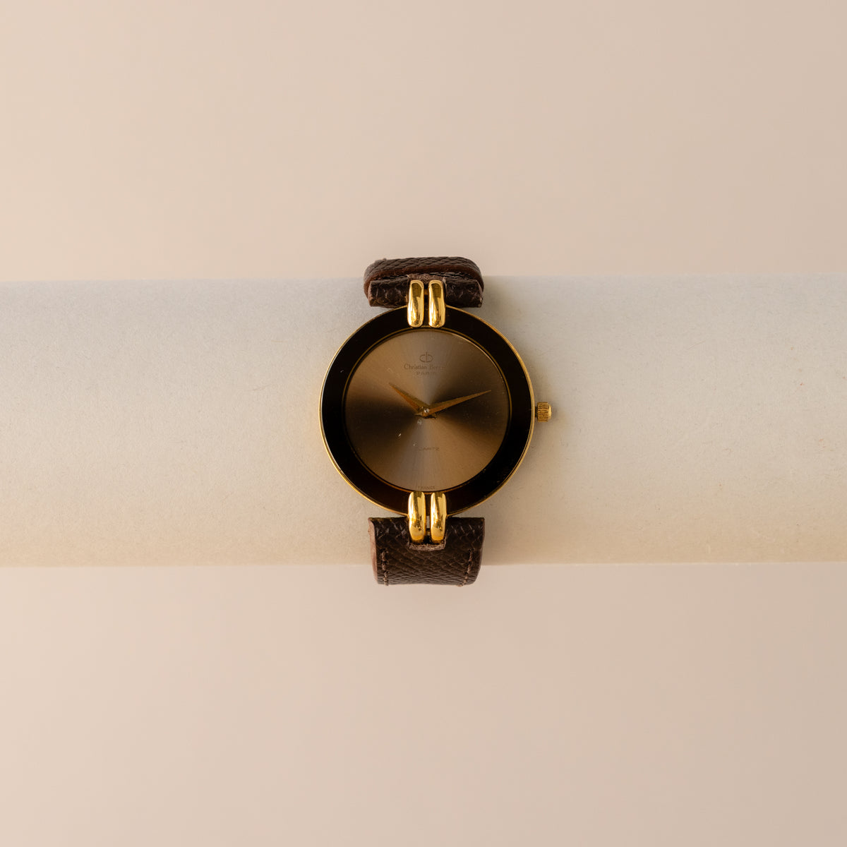 Vintage Christian Bernard Sleek Midnight Gold Watch