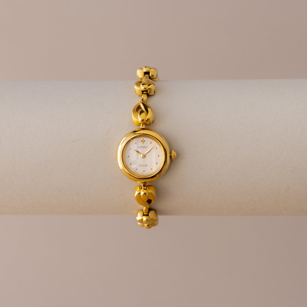 Vintage Seiko Round Teardrop Brushed Gold Watch
