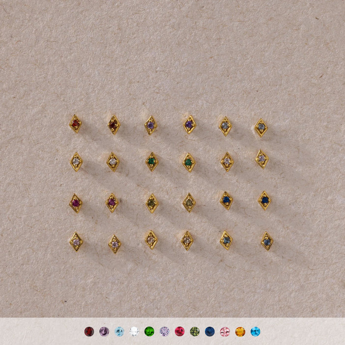 Geometric Birthstone Flat Back Studs