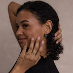 Jade Flower Hoops-Earrings-Caitlyn Minimalist