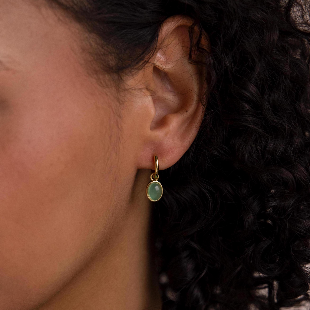 Jade Drop Hoops-Earrings-Caitlyn Minimalist
