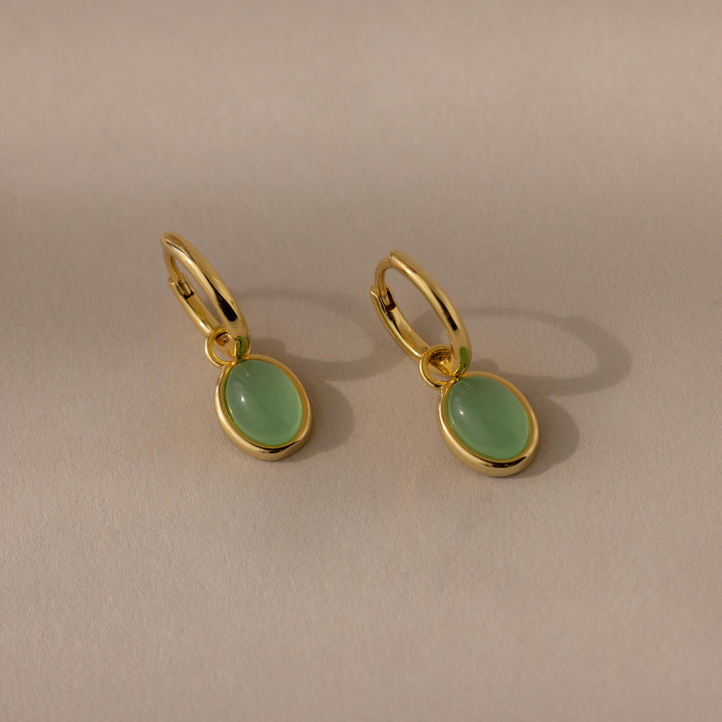 Jade Drop Hoops-Earrings-Caitlyn Minimalist