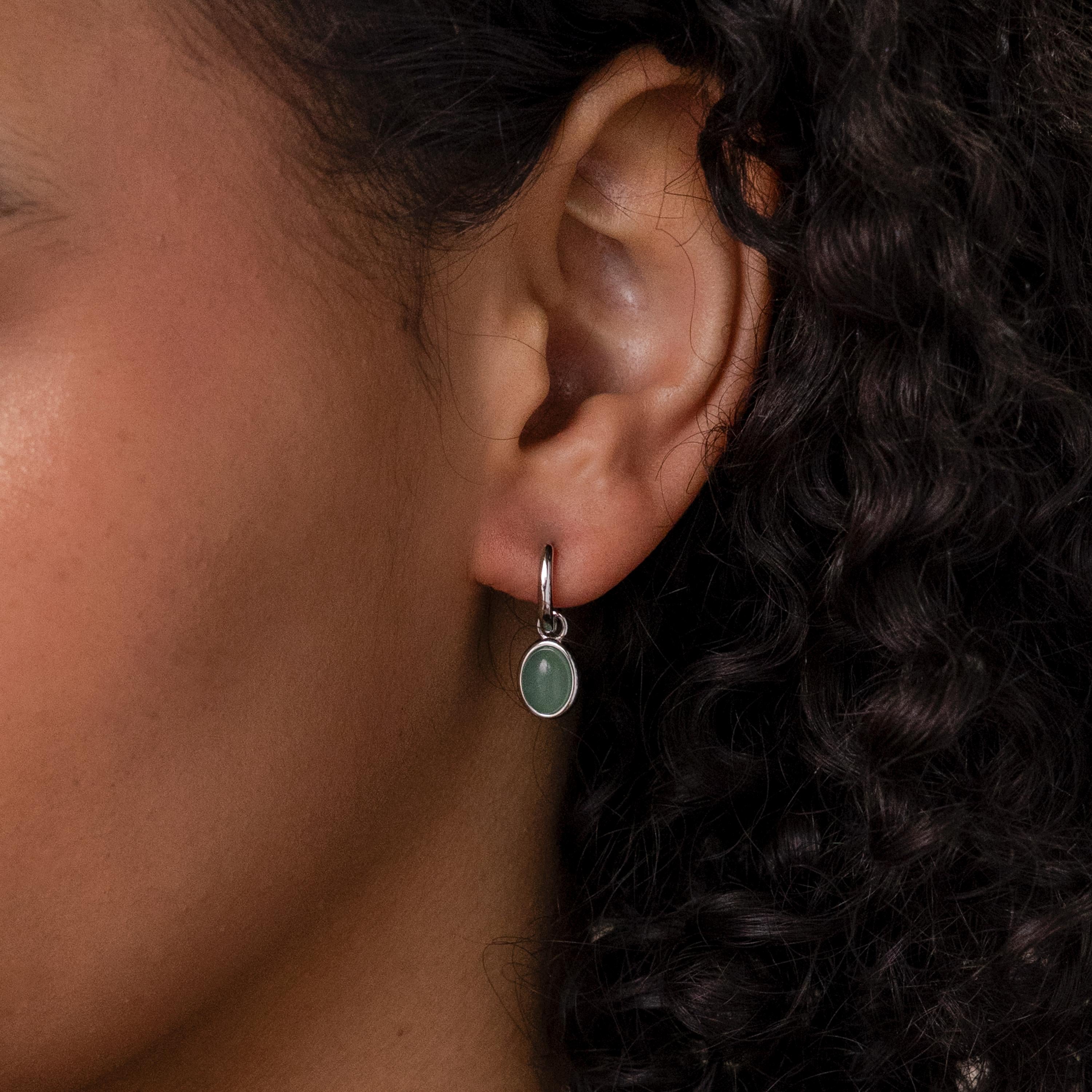 Jade Drop Hoops-Earrings-Caitlyn Minimalist
