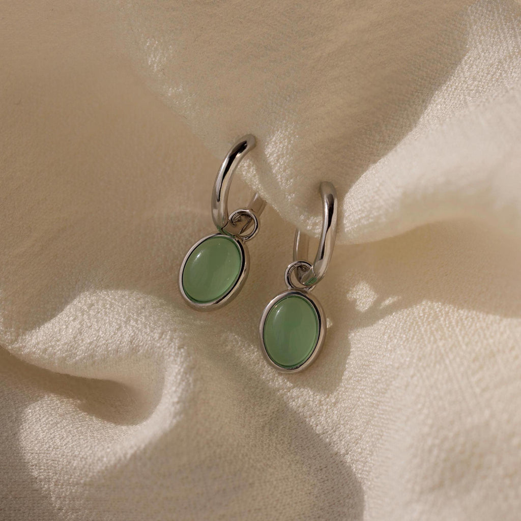 Jade Drop Hoops-Earrings-Caitlyn Minimalist