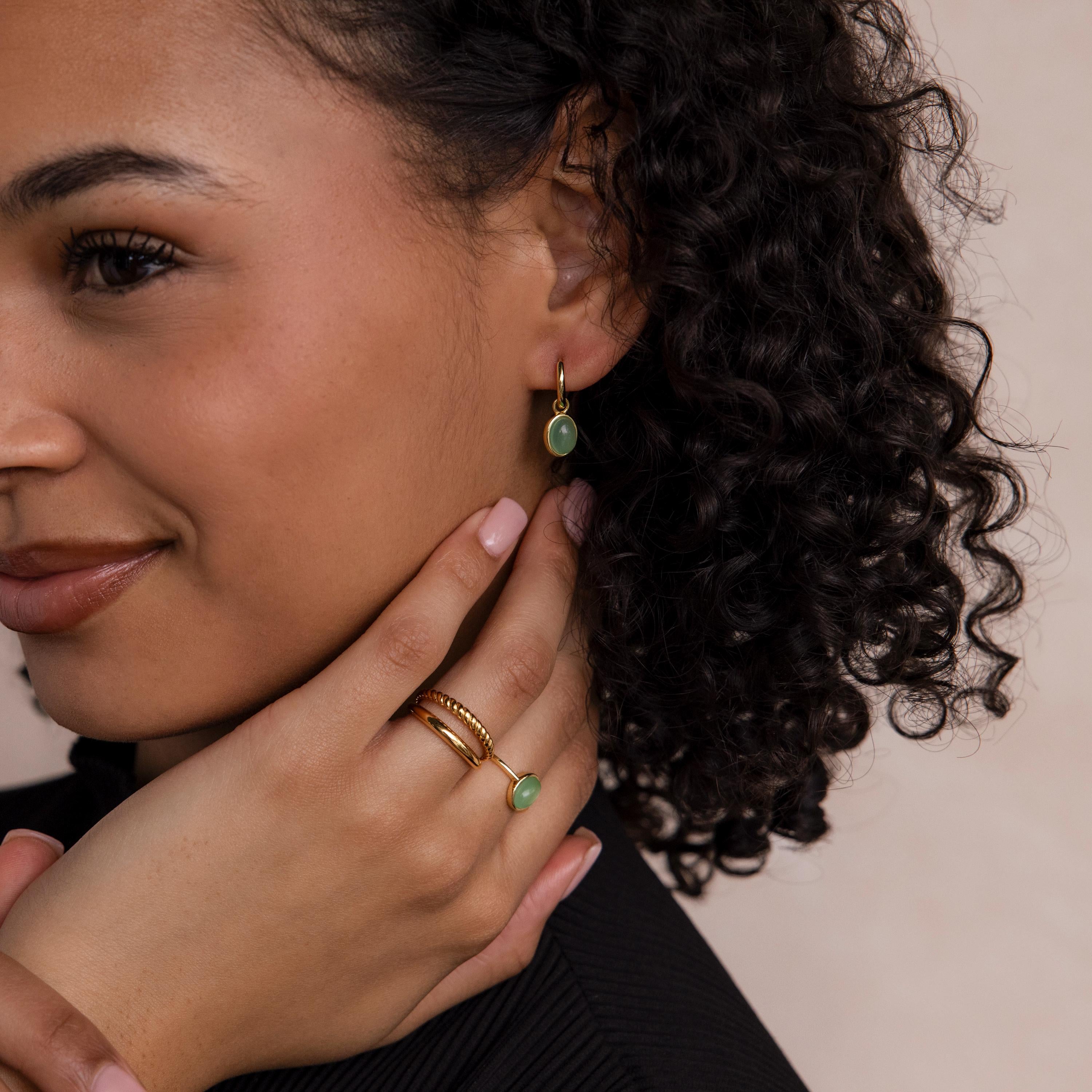 Jade Drop Hoops-Earrings-Caitlyn Minimalist