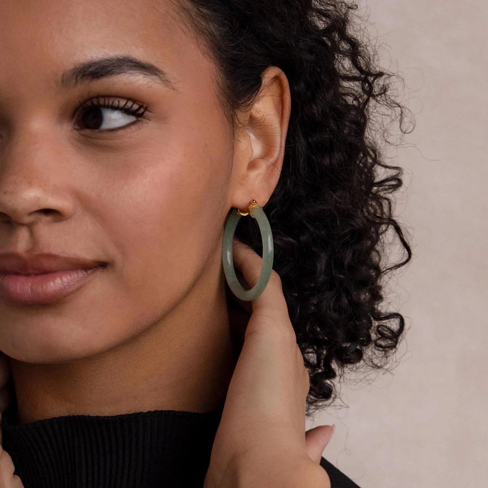 Large Jade Hoops-Earrings-Caitlyn Minimalist
