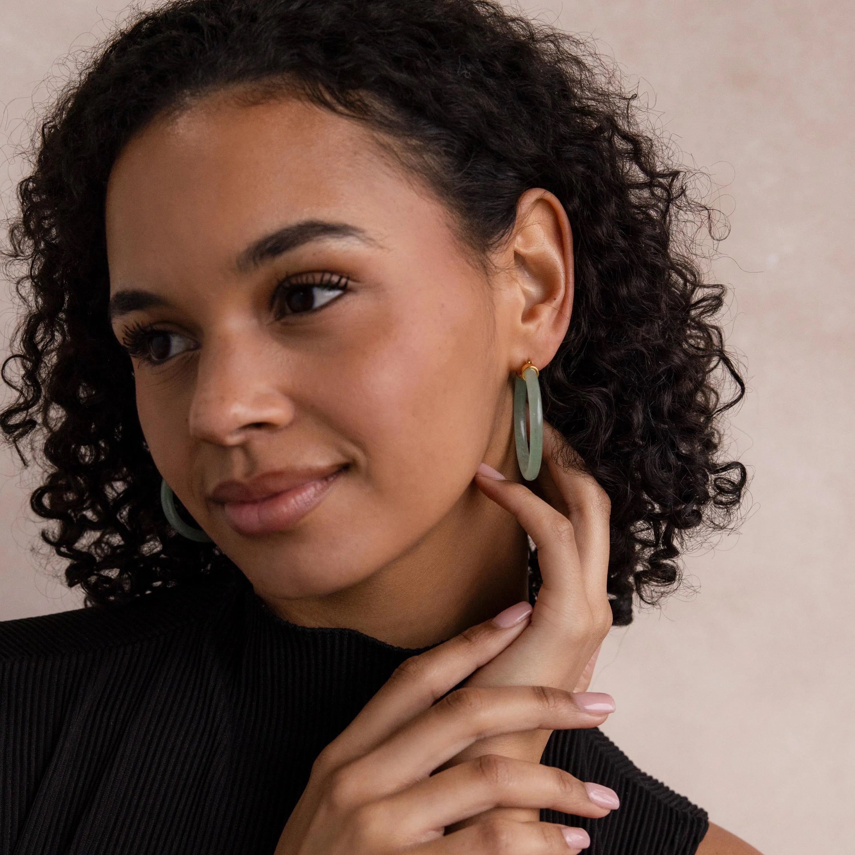 Large Jade Hoops-Earrings-Caitlyn Minimalist