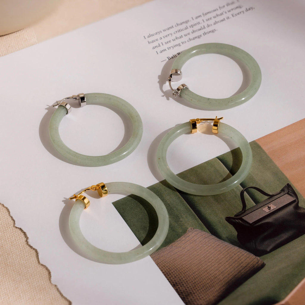 Large Jade Hoops-Earrings-Caitlyn Minimalist