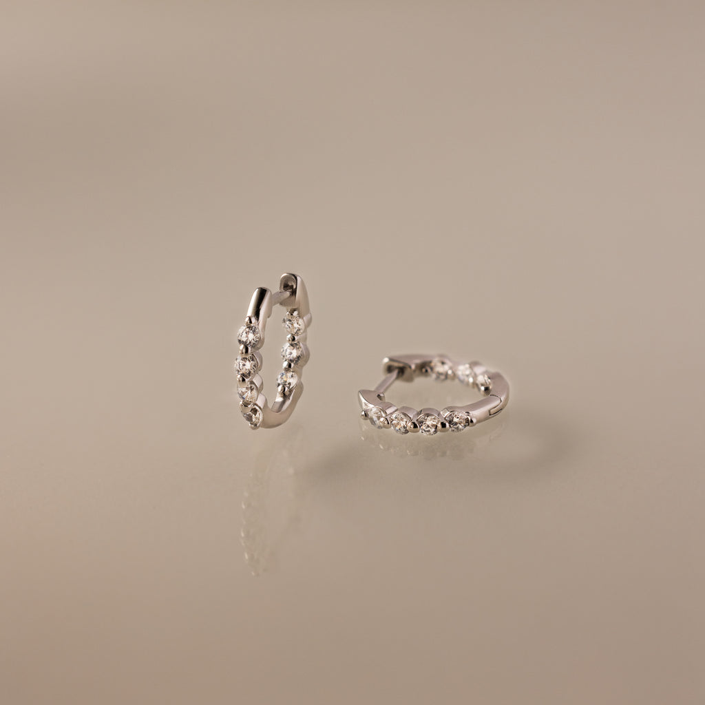 Inside Out Diamond Hoops Set in Silver