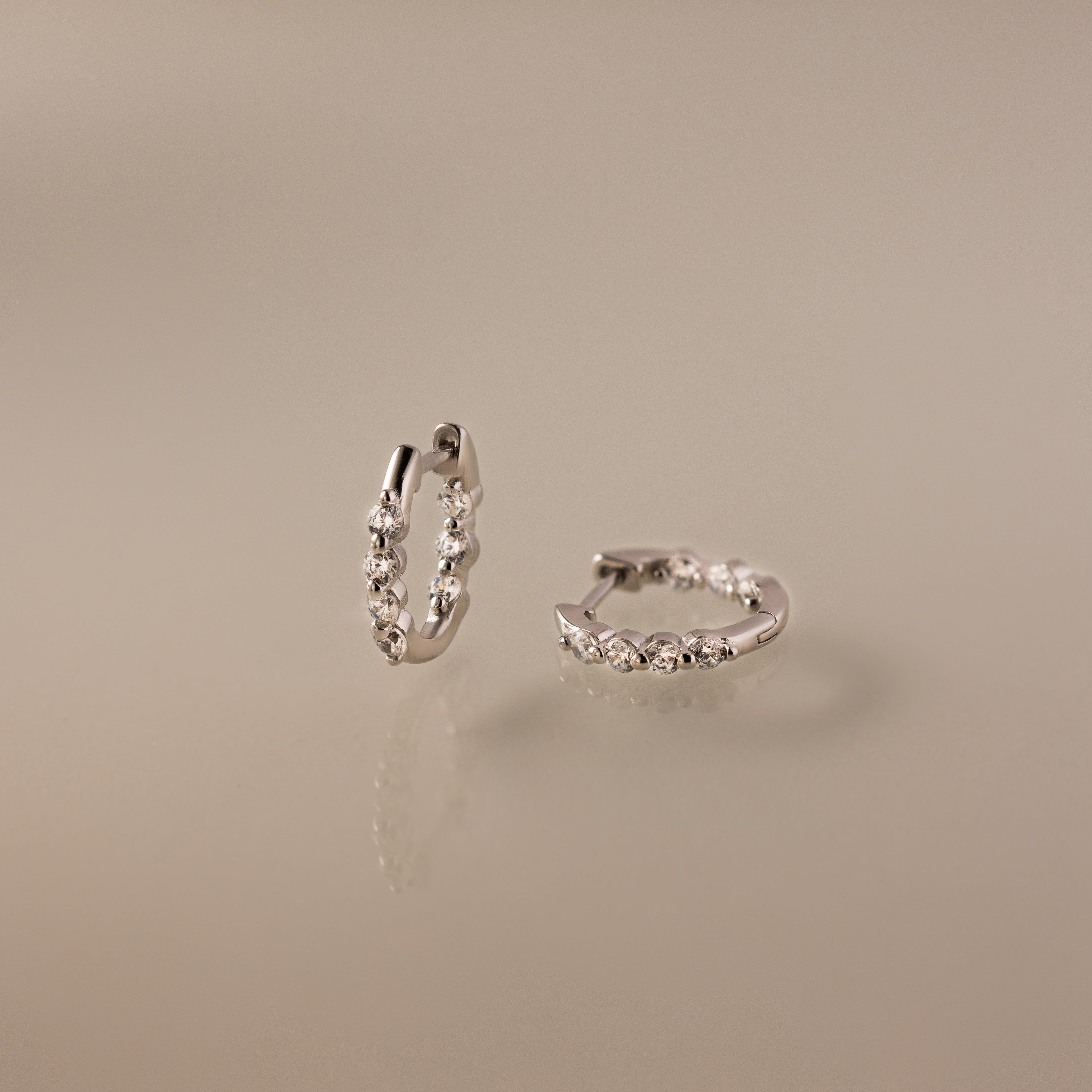 Inside Out Diamond Hoops Set in Silver