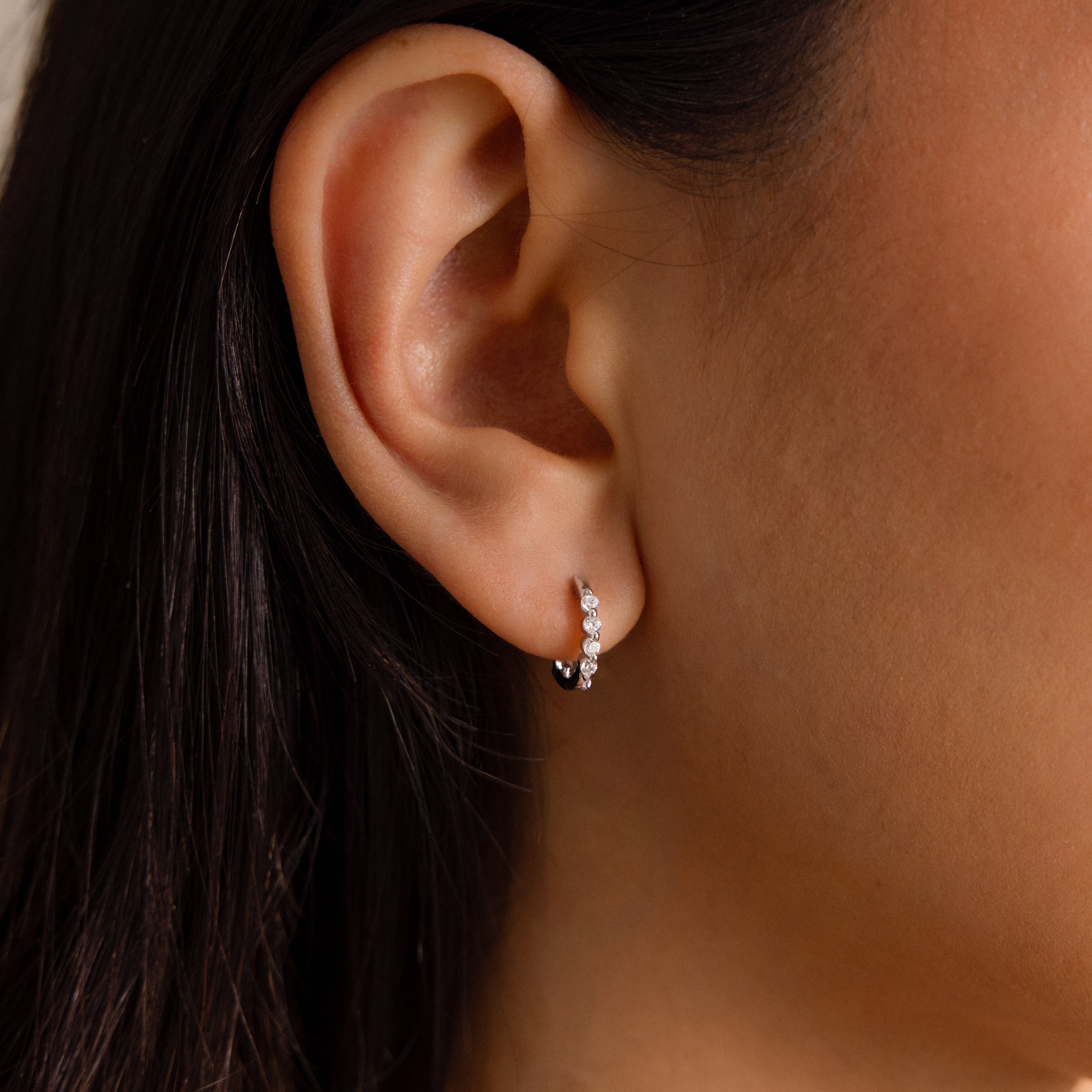 Inside Out Diamond Hoops Set in Silver