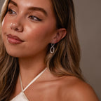 Pearl Adorned Link Studs in Silver