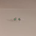 Mini Jade Flower Studs in Silver