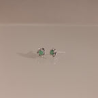 Mini Jade Flower Studs in Silver