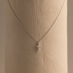 Dainty Diamond Cross Necklace in Sterling Silver