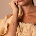 Dainty Diamond Cross Necklace in Sterling Silver