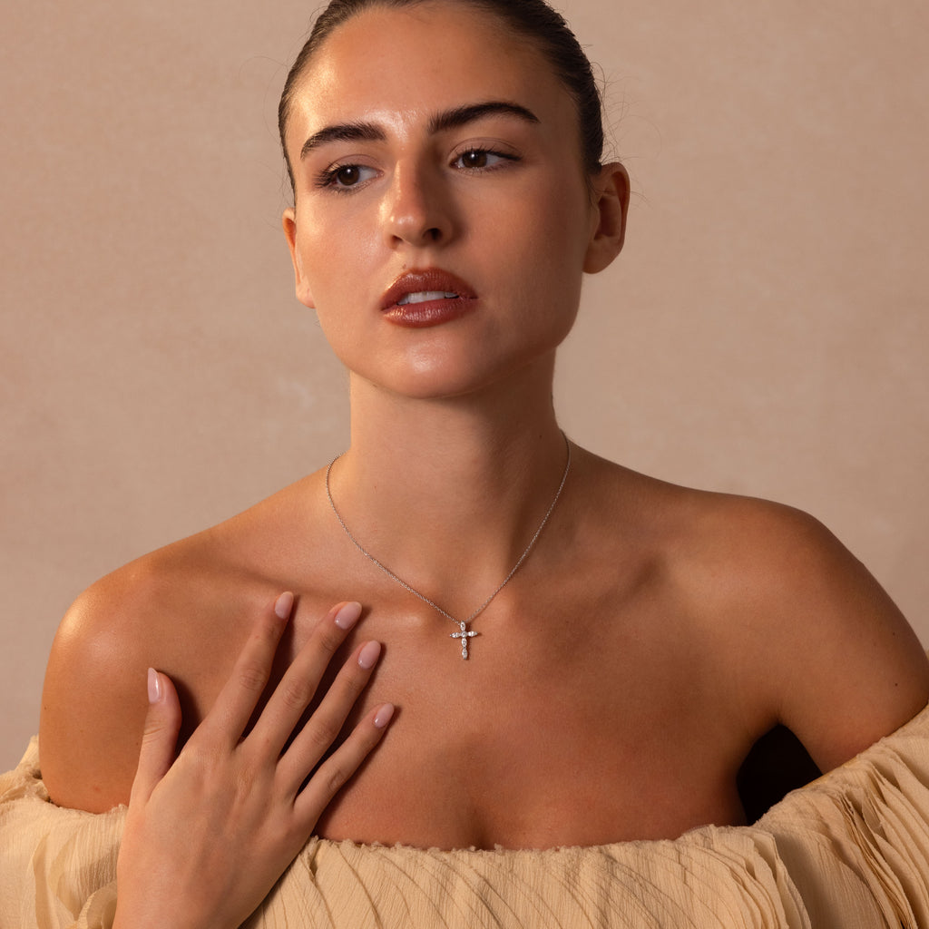 Marquise Diamond Cross Necklace