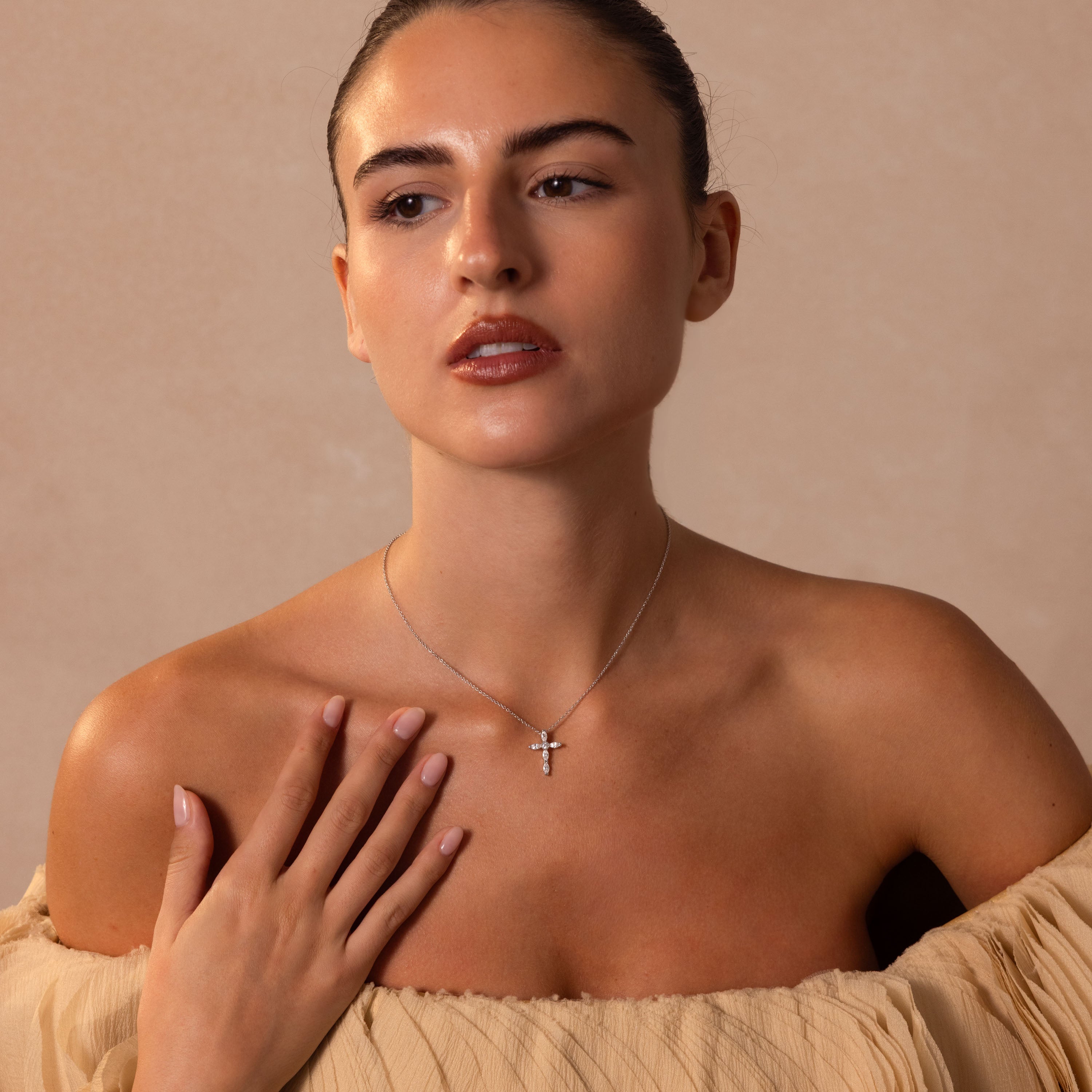 Marquise Diamond Cross Necklace